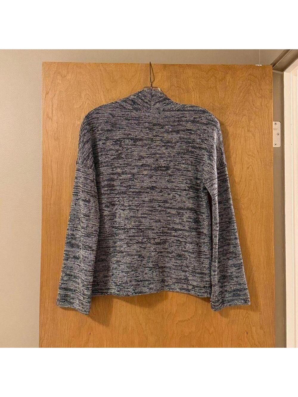 Madewell Marled Mockneck Sweater Women's Small Navy Blue White Knit Pullover - Picture 2 of 6